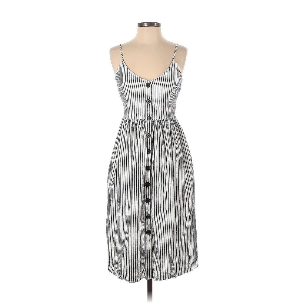 ATM Navy and White Striped Dress